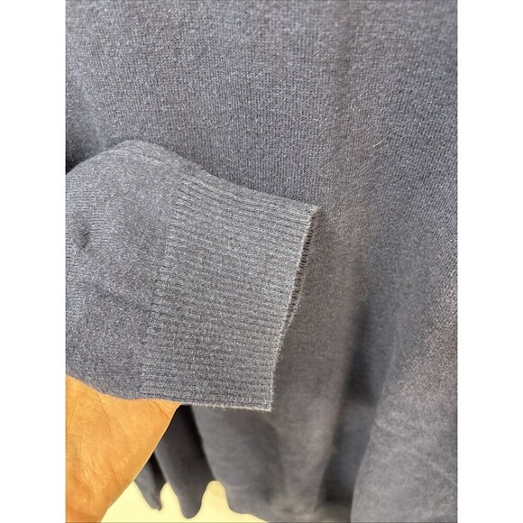 Hawker Rye Mens Navy Cotton Cashmere Blend Sweater Size Large 1/4 Zip Mock Neck - Picture 6 of 8